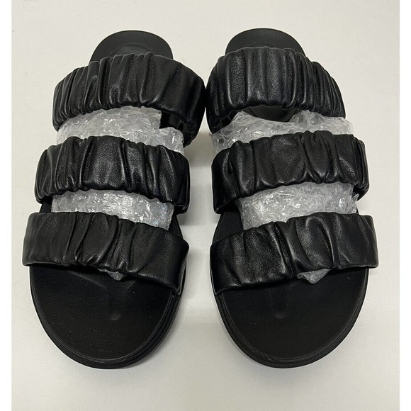 LOGO Lori Goldstein Chloe Women’s Elastic Leather Sandals Size 9.5 M Black - Picture 5 of 11